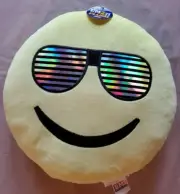 Emoji Plush Pillow Smiley Face with Sun Glasses - 13 inches - Brand New