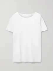 [Nili Lotan] Nili Lotan - Brady Distressed Cotton-jersey T-shirt - White - medium medium White