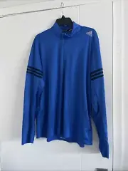 Adidas Men 1/4 Zip Light Weight Running Jacket Size XL Blue Polyester