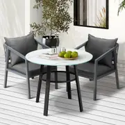 Livsip 3PCS Outdoor Dining Setting Table Lounge Chair Patio Furniture Bistro Set