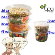 12oz 16oz 20oz 24oz 32oz 48oz Clear Round Deli Food/Soup Container Cups w/ Lid D