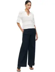 [Veronika Maine] Pointelle Polo Knit Shirt in Cream