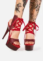 [Pleaser] Crimson Risky Baby Platform Heels