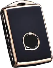 HIBEYO for Volvo Key Case TPU Key Fob Cover for Volvo XC90 XC60 XC40 S60 S90 V90 V60 Polestar 1 T5 T6 Accessories Key Shell Cover Smart Key Holder Protector-Black