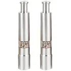5X(2PCS Manual Salt and Pepper Grinder Set Stainless Steel Push Button1009