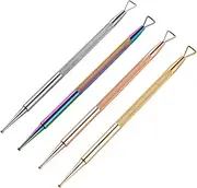 minkissy 4pcs Stainless Steel Nail Art Tools Set Triangle Cuticle Pusher Dotting Pen for Gel Polish Removal Nail Art