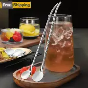 2/4/8pcs Stainless Steel Straw Spoon Set – Reusable Spiral Design for Beverages