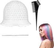 3PCS Highlight Cap Kit Silicone Hair Highlighting Kit Reusable Highlight Cap with Hook and Coloring Brush Highlighting Cap and Hook Kit for Dyeing Hair Salon Home Use for Women Men