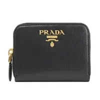 在飛比找ETMall東森購物網優惠-PRADA 1MM268 浮雕LOGO水波防刮拉鍊零錢包.黑