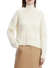 Theory Wool Cashmere Aran Knit Sweater