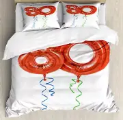 Birthday Duvet Cover Set with Pillow Shams Granny Party Balloons Print