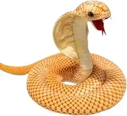 Large Snake Cuddly Toy, Giant Soft Toy, Cuddly Snake, Plush Toy for Playing and Cuddling, Ideal Comforter Cuddling, Sleep Aid (118 cm, Gold Spot Cobra)