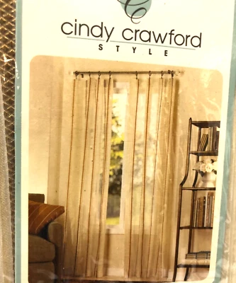 Cindy Crawford 84" London SHEER Beige Rod Pocket Panel Curtain NEW