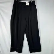 Club Monaco Women's Viscose Blend Enamel Ring Crop Ayto Pants Black Sz 2 $169