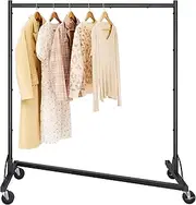 Hoctieon Z Rack, Rolling Clothing Racks with Z-Base, Heavy Duty Garment Racks, Clothes Rack on Wheels With Brakes, Clothes Organizer Rack, Black