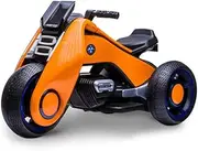 Children's Electric Motorcycle Large Toy Tricycle Double Drive Stroller Fun Ride-On Vehicle for Kids with Safety Features Rechargeable Battery Vibrant Colors (Orange)