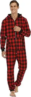 [Sipumia] Mens Lattice Hooded Flannel Pajamas Homewear Sleepwear Jumpsuit Non Footed Playsuits