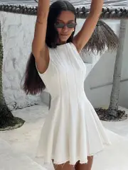 Composure Pleat Mini Dress White Petite