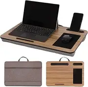 Multifunction laptop stand for desk-Home Bed Sofa Lapdesk LapGear-Fits up to 17" laptop desk-Built in mouse pad for notebook, Macbook, tablet- laptop table with tablet, pen & phone holder(Wood Grain)-laptop accessories laptop holder (Acacia Maple)