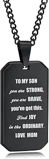 [XolngYYeng] to My Son Necklace Inspirational Necklace - to Son from Dad/Mom Inspirational Dog Tag Necklace Graduation Birthday Inspirational Gifts