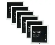 6x Unigift 30x30cm Iconic MDF Glass Photo Frame Picture Holder Home Decor White