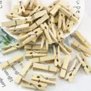 100 PCS Clothes Pins Wood Wooden Spring Loaded Clothespins Sturdy Laundry