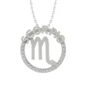 Sterling Silver Lab Grown Diamond Scorpio Zodiac Necklace 18" Silver Cable Chain