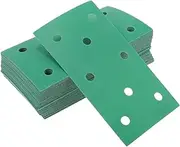 X AUTOHAUX Sandpaper Hook & Loop Sanding Sheets 7.09Inch x 3.74Inch Green 50 Pcs P500 Rectangular Flocking 8 Hole Efficient Grinding and Polishing