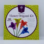 Flower Origami Kit Pinwheel Crafts Multi Color Foldable Paper 150 Piece Set