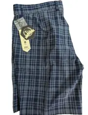 Rorie Whelan Plaid golf shorts 9" 38 Blue Flexfit Stretch Comfort Quick Dry Dri