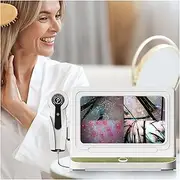 HUVIOVED Skin Diagnosis Hair Analyzer with 50/200 X, 10 Inch LCD Screen Digital Skin Detector for Scalp Diagnosis and Treatment