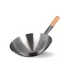NNEAGS 40cm Stainless Steel Kitchen Cooking Wok with Wood Handle