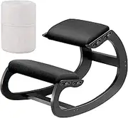Adjustable Kneeling Chair, Wooden Ergonomic Rocking Chair - Improve Your Posture with an Angled Seat for Home,Office(Cylindrical Black)