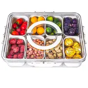 Snackle Box Charcuterie Container Divided Serving Tray with Lid and Handle
