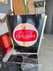 *RARE* Vintage Hanging 3D Schaefer Lighted Beer Sign And Clock 15”x13”x8”