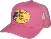 [Bass Pro Shops] Bass Original Fishing Pro Trucker Hat Mesh Cap -Adjustable Snapback Hat for Men and Women-Great for Hunting, Fishing, Travel (Light Red), 1, Light Red, 1