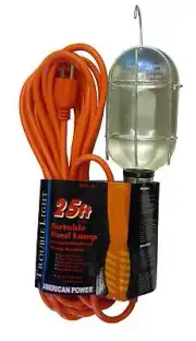 Metal Cage Trouble Light with 25' Extension Cord and Metal Hanger