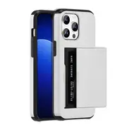 ZUSLAB for Apple iPhone 15 Pro Case Slide Armor Card Holder Protective Shockproof Hard Back Cover (2023) - Silver