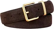 [RGWYGCG] Fashion Elegant Ladies Suede Belt with Gold Buckle, Women Genuine Leather Belt for Jeans Pants Dress Coat