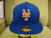 New Era NY Mets Two Toned Lines Blue Synthetic Blend Fitted Hat, Size 7 1/2