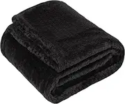 Waffle Knit Textured Throw Blanket Soft for Couch, Sofa, Twin Bed, Kids, Adults, 50” x 60” Fleece Leaf Pattern Throw Blanket, 250 GSM (Midnight Black)