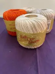 3 1/2 Balls - J&P Coats KNIT CRO-SHEEN 100% Mercerized Cotton Thread (3 colors)