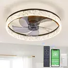 Modern Ceiling Fans with Lights Dimmable, Flush Mount Ceiling Fan with Lights an