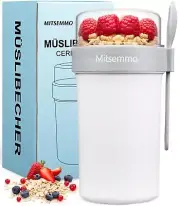 Yogurt Parfait Cups With Lids and Spoons,Breakfast On The Go,Portable Cereal Co
