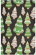 GAIREG Christmas Tree Cookies Green Black Tea Towels for Baking, 28x18 Absorbent Polyester Hand Towels