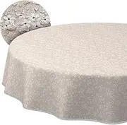 Fabric Tablecloth Table Linen Textile Tablecloth Cotton Polyester Fabric Washable Easy Care in Round Oval Square Viols Beige Round 140 cm with Hem (Edged)