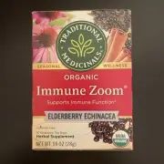 Traditional Medicinal Immune Zoom Elderberry Echinacea Organic Tea Bags 16 Bags