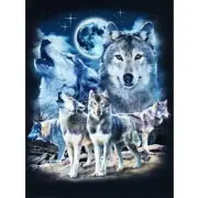 Diamond Painting Kit Wolves Howling At Moon 7.8" x 11.8" Nature Wolf Dog New