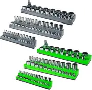 Magnetic Socket Organizer Set 6 PC Tool Holder Box Drawer Holds Storage Durable.