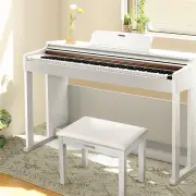 Donner DDP-100 White 88 Key Fully Weighted Upright Digital Piano 3 Pedal - White / Piano + White Bench